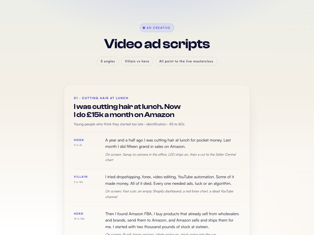 Ad creative scripts preview